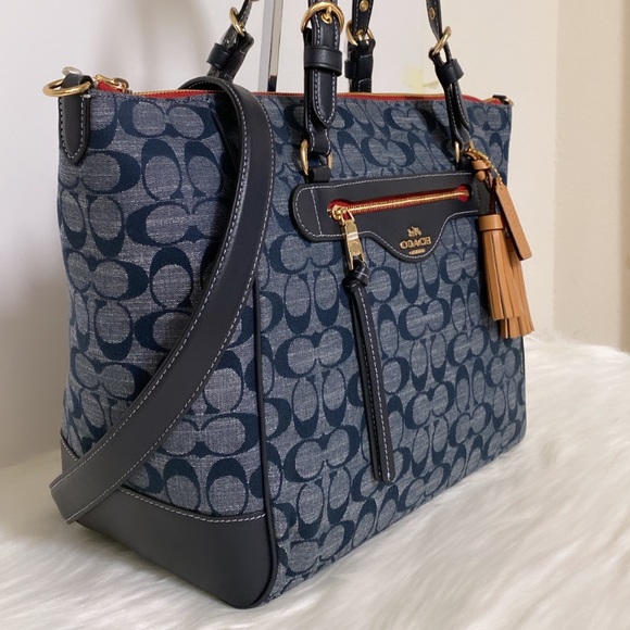 NWT💃Coach Kleo Carryall Signature Chambray - Picture 6 of 12